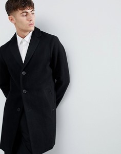 Черное полушерстяное пальто в строгом стиле Esprit - Черный