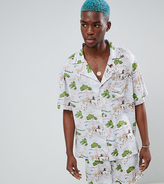 Рубашка классического кроя с принтом Sacred Hawk - Синий