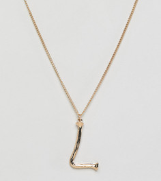 Золотистое ожерелье с подвеской в виде буквы L DesignB London - Золотой