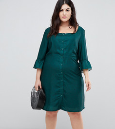 Чайное платье в горошек на пуговицах Glamorous Curve - Зеленый