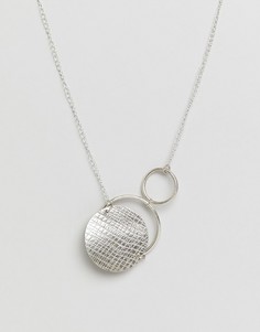 Посеребренное ожерелье с кольцом и диском People Tree - Серебряный