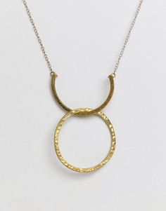 Посеребренное ожерелье с кольцом и полукольцом People Tree - Золотой