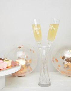 Подарочный набор: два бокала для шампанского с принтом Mine и Yours Mimo by Premier - Мульти