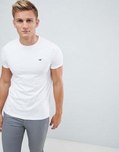 Белая обтягивающая футболка с логотипом Hollister - Белый