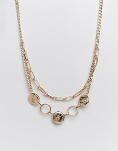 Двухъярусное ожерелье с монетками Missguided - Золотой