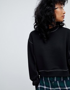 Черный свитшот с контрастными строчками Pull&bear - Черный Pull&;Bear