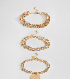 Набор золотистых браслетов с толстыми цепочками Missguided - Золотой