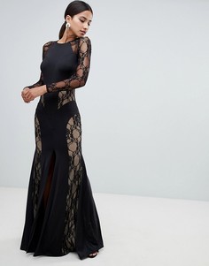 Платье макси с кружевными вставками Forever Unique - Черный