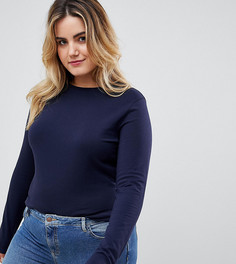 Темно-синий лонгслив с круглым вырезом ASOS DESIGN Curve - Темно-синий