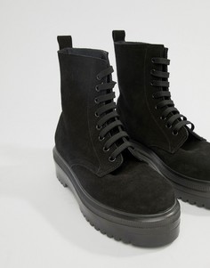Черные замшевые ботинки на платформе Office Atomize - Черный