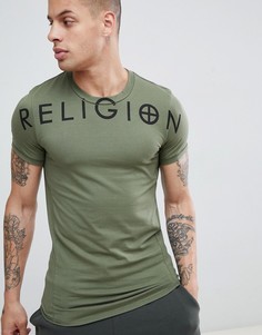 Обтягивающая футболка цвета хаки Religion - Зеленый