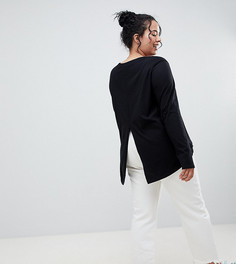 Черный лонгслив с асимметричным подолом и разрезом на спине ASOS DESIGN Curve - Черный