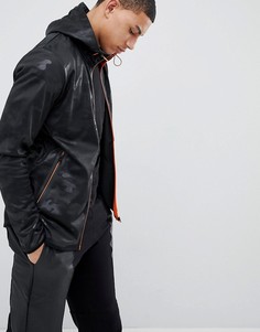 Куртка на молнии с камуфляжным принтом и неоновой отделкой Soul Star - Черный