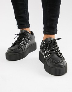 Ботинки из искусственной кожи на платформе со шнуровкой T.U.K - Черный