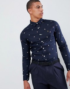 Темно-синяя рубашка с принтом Farah Jasmine - Темно-синий