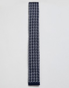 Трикотажный галстук с узором в ломаную клетку Moss London - Темно-синий