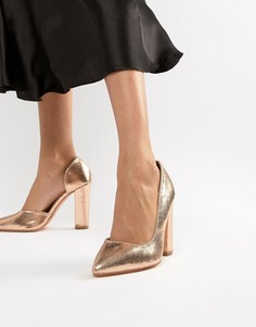 Розово-золотистые туфли на блочном каблуке Glamorous - Золотой