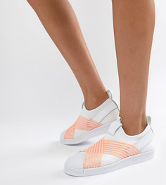 Бело-оранжевые кроссовки-слипоны adidas Originals Superstar - Белый