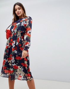 Платье миди с цветочным принтом Boohoo - Мульти