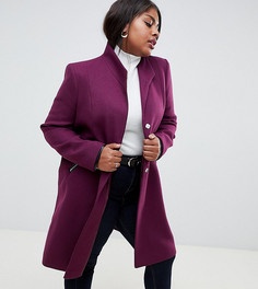 Строгое пальто с воротником-стойкой и контрастной отделкой ASOS DESIGN Curve - Фиолетовый