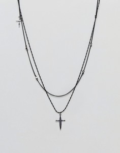 Черное ожерелье с крестом DesignB эксклюзивно для ASOS - Черный