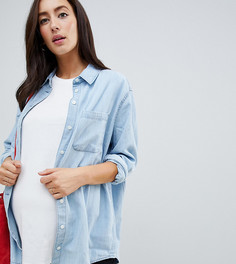 Синяя джинсовая oversize-рубашка ASOS DESIGN Maternity - Синий