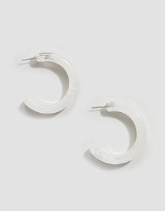 Белые серьги-кольца Glamorous - Белый