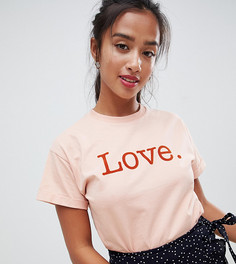 Розовая футболка с надписью love Miss Selfridge Petite - Розовый