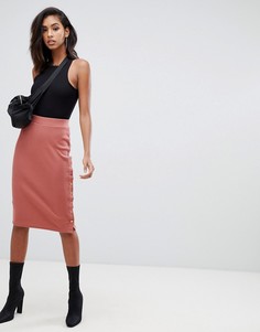 Розовая юбка миди в рубчик Missguided - Коричневый