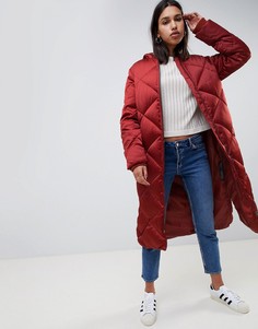 Длинная дутая куртка ASOS DESIGN - Коричневый