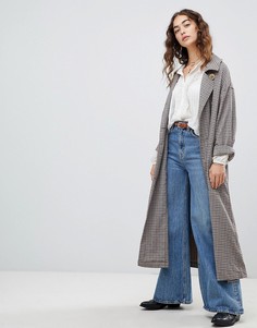 Oversize-тренч в клетку Free People - Коричневый