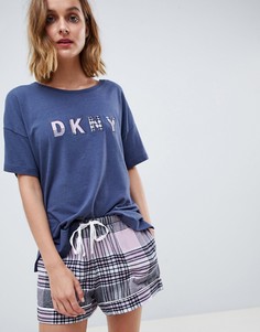 Фланелевая пижама с маской для сна DKNY - Темно-синий