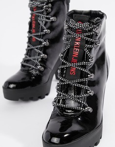 Черные ботильоны на каблуке со шнуровкой Calvin Klein Sharla - Черный
