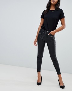 Черные джинсы с покрытием и молниями Lipsy - Черный