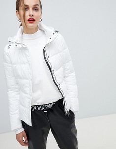 Короткая дутая куртка с логотипом на ленте Emporio Armani - Белый