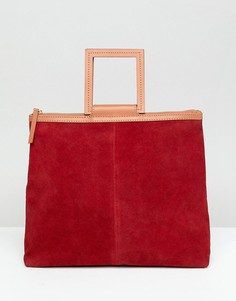 Замшевая сумка-тоут с квадратными ручками ASOS DESIGN - Красный