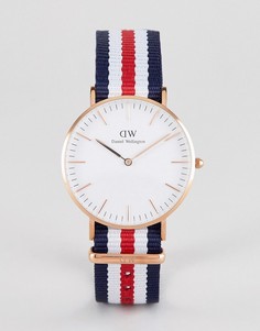 Классические часы с парусиновым ремешком Daniel Wellington Canterbury - 36 мм - Красный