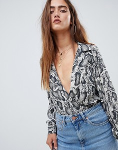 Боди с запахом и принтом ASOS DESIGN - Мульти