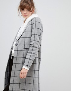 Пальто в клетку New Look - Серый