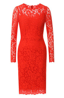 Однотонное кружевной платье с круглым вырезом Dolce & Gabbana