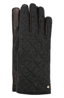 Кожаные перчатки с текстильной отделкой Emporio Armani