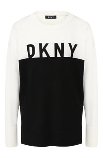 Вязаный пуловер с логотипом бренда DKNY