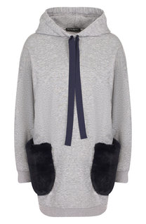 Хлопковый пуловер с капюшоном и накладными карманами Pietro Brunelli