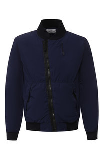 Утепленный бомбер на косой молнии Stone Island