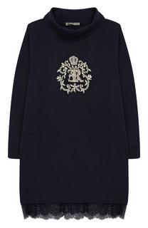 Хлопковое платье прямого кроя с декором Ermanno Scervino