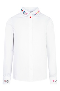Белая рубашка с вышивкой Dolce&Gabbana Kids