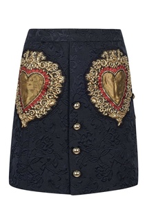 Черная юбка с нашивками и пуговицами Dolce&Gabbana Kids