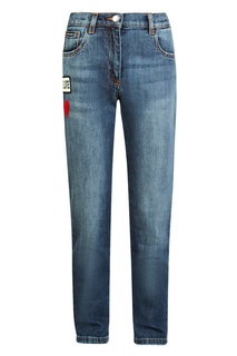 Серо-голубые джинсы с нашивками Dolce&Gabbana Kids