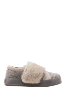 Серые слипоны с мехом Max Mara