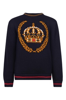 Шерстяной джемпер с контрастным рисунком Dolce&Gabbana Kids
